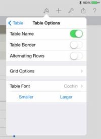 Comment faire pour modifier une table's look in ipad numbers app