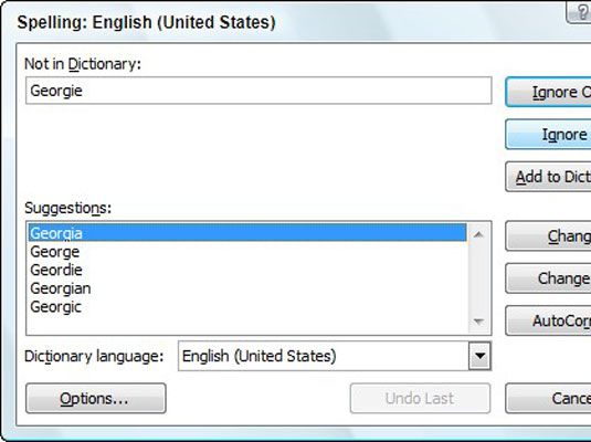 Utilisez la boîte de dialogue Orthographe dans Excel 2007 pour corriger les fautes de frappe dans une feuille de calcul.