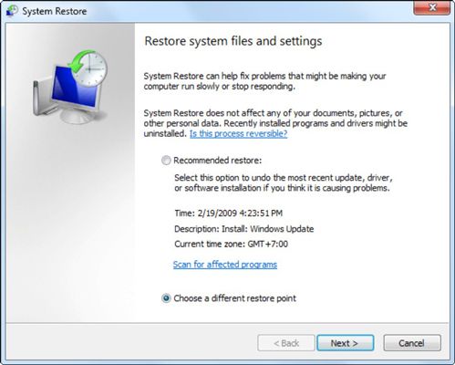 Photographie - Comment remplir une restauration du système dans Windows 7