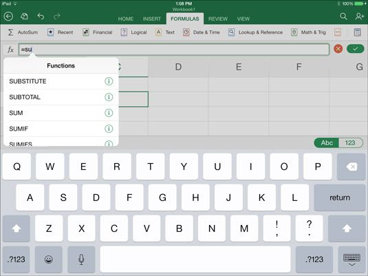 Photographie - Comment construire une formule Excel sur l'iPad