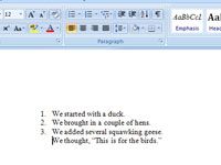 Comment convertir le texte en une liste numérotée dans Word 2007