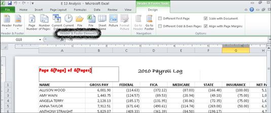 Avec Excel 2010, vous pouvez créer un en-tête personnalisé ou pied de page dans la feuille de calcul.