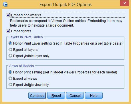 Les options pour & # 173-production d'un fichier PDF.