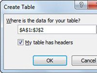 Comment créer un tableau dans Excel 2010
