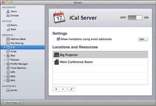Photographie - Comment créer des ressources et des endroits dans iCal Server de lion