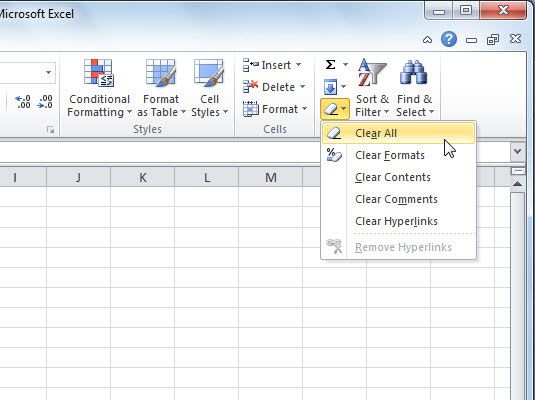 Excel 2010 vous donne des options pour l'effacement des informations à partir d'une cellule.