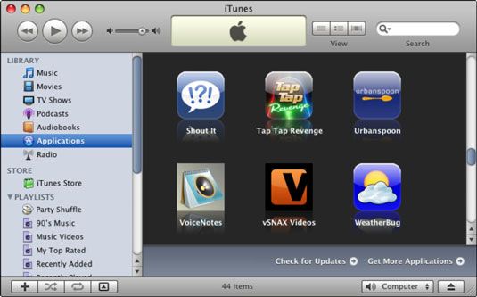 Applications vous've downloaded appear in the Applications section of your iTunes Library.