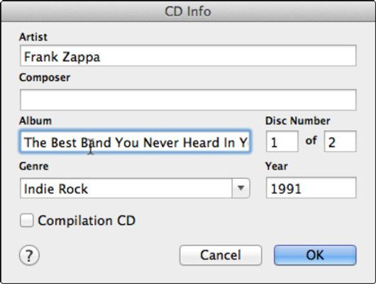 Photographie - Comment Modifier les informations de cd et de rejoindre les pistes dans iTunes