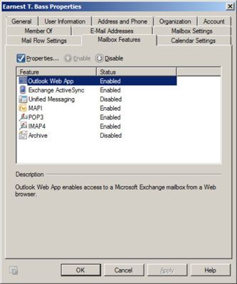 Photographie - Comment activer les fonctionnalités de boîte aux lettres pour Exchange Server 2010