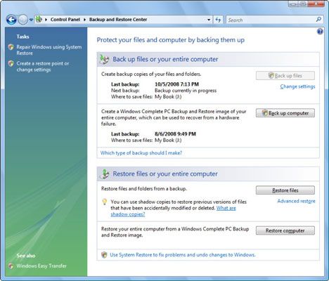 Photographie - Comment trouver le programme de sauvegarde dans Windows Vista