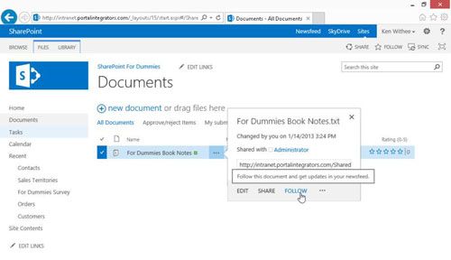 Photographie - Comment suivre un document à partir d'un autre site dans SharePoint avec SkyDrive