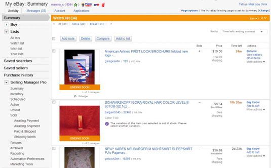 Photographie - Comment surveiller des ventes aux enchères eBay avec la liste de surveillance