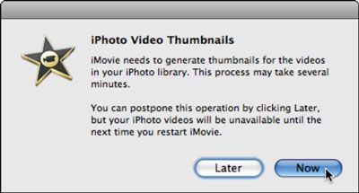 iMovie rassemble tous les clips vidéo dans iPhoto.