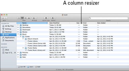 Photographie - Comment naviguer dans le Mac OS X Lion Finder sous forme de liste