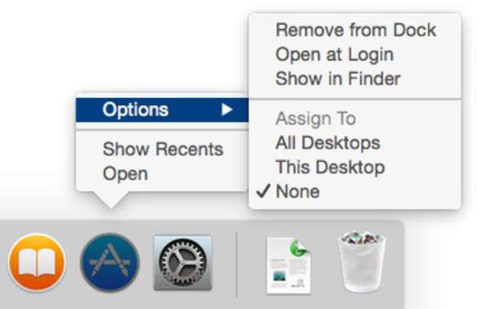 Photographie - Comment ouvrir les menus de l'application sur le dock OS X. Yosemite