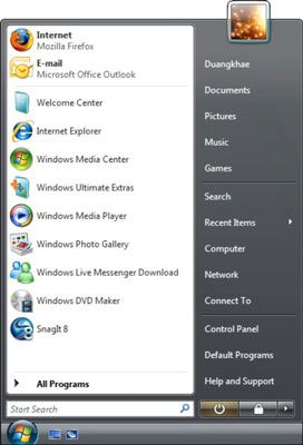 Photographie - Comment épingler des éléments dans le menu de démarrage de Windows Vista
