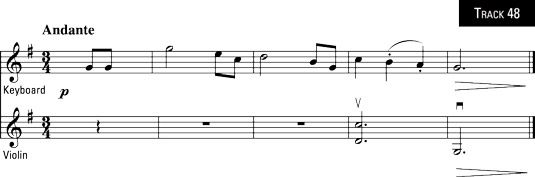 La fin de Brahms's “Lullaby,” accompanied by a dominant 7th (zzz . . .).