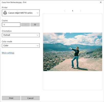 Photographie - Comment imprimer des photos avec les fenêtres d'applications 10 de la caméra
