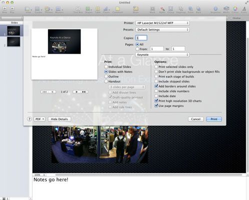Photographie - Comment imprimer les diapositives et les notes liminaires de votre MacBook
