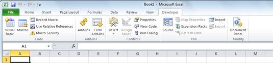 Afficher l'onglet Développeur de travailler avec des macros dans Excel 2010.