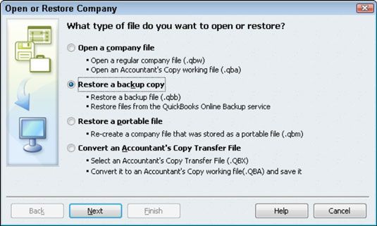 Photographie - Comment faire pour restaurer un fichier de données dans QuickBooks 2011