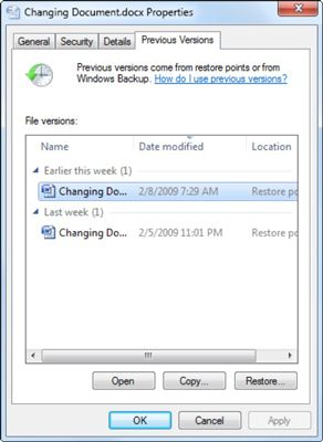 Photographie - Comment faire pour restaurer les versions précédentes d'un fichier dans Windows 7