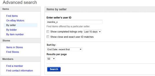 Photographie - Comment chercher un vendeur particulier sur eBay