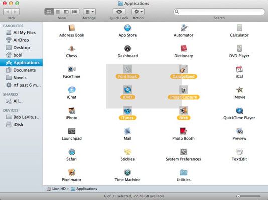 Photographie - Comment sélectionner plusieurs icônes de Mac OS X Lion