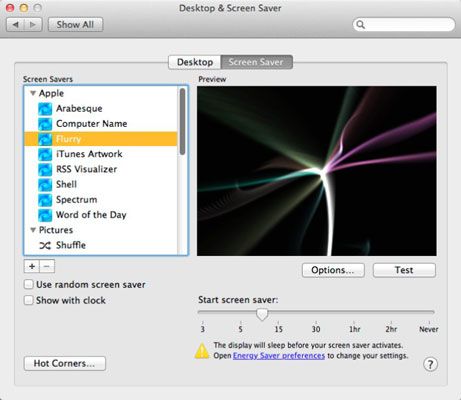 Photographie - Comment mettre en place un économiseur d'écran dans Mac OS X Lion