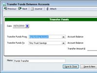 Comment transférer de l'argent entre les comptes bancaires avec QuickBooks 2010