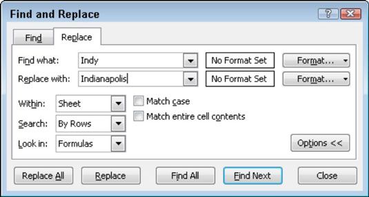 Utilisez la fonction Rechercher et remplacer pour échanger des données dans Excel 2010.