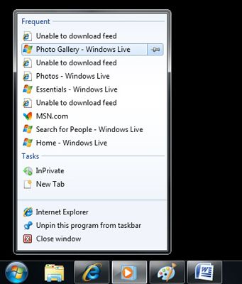 Photographie - Comment utiliser les listes de saut dans Windows 7
