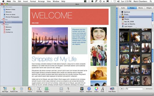 Photographie - Comment utiliser la fenêtre de iWeb de Mac OS X Snow Leopard