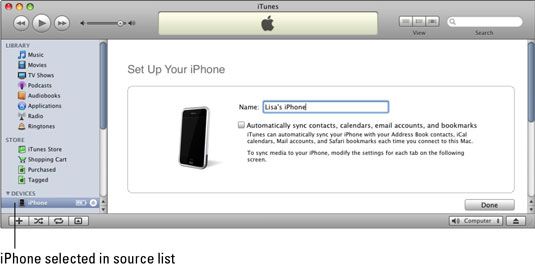 Sélectionnez votre iPhone dans la liste source pour afficher la configurer votre panneau de l'iPhone.