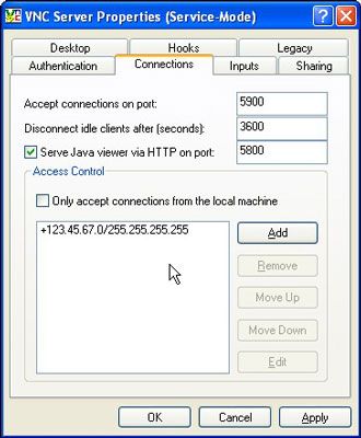 Dans l'exemple ci-dessus, que l'adresse IP 123.45.67.0 peut accéder à cet ordinateur à distance.