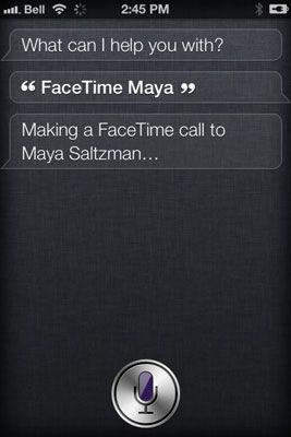 Parlez à la personne que vous Siri'd like to FaceTime with, and the call is made.
