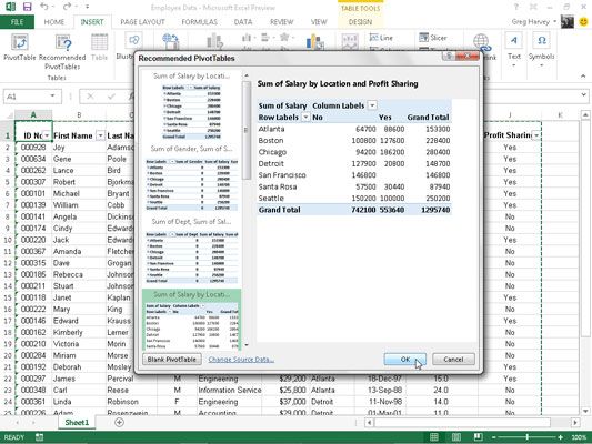 Photographie - Comment utiliser le bouton de tables de pivot dans Excel 2013 recommandée