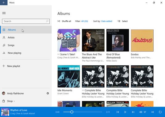 L'application de Windows La musique joue la musique stockée sur votre PC, ainsi que sur onedrive.