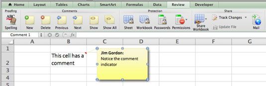 Photographie - Comment travailler avec les commentaires de feuille de calcul dans Excel 2011 for Mac