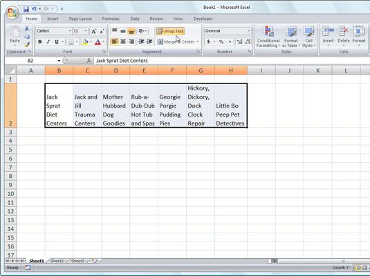 Photographie - Comment envelopper Excel données de 2007 pour voir tout le texte