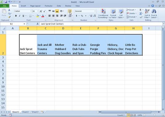 Photographie - Comment envelopper données Excel 2010 pour voir tout le texte