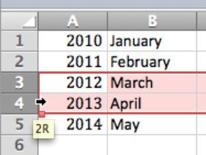 Photographie - Identifier les curseurs dans Excel dans Office 2011 pour Mac