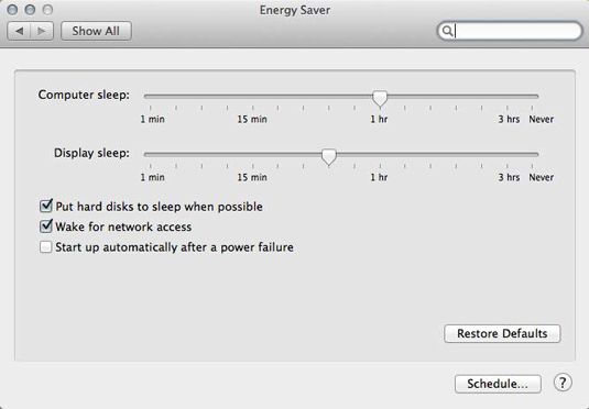 Réduisez votre iMac's power consumption from the Energy Saver pane.