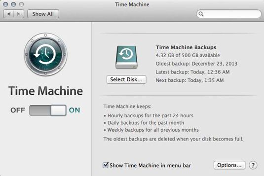Mettez Time Machine pour travailler, et vos données sont toujours sauvegardés.