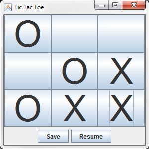 Le jeu de Tic-Tac-Toe avec Save et de reprise des boutons.