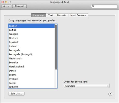 Photographie - Langue et texte préférences de votre MacBook