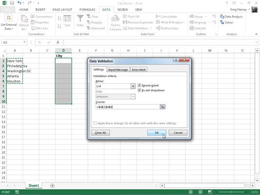 Photographie - La saisie des données de limite avec la validation de données dans Excel 2013