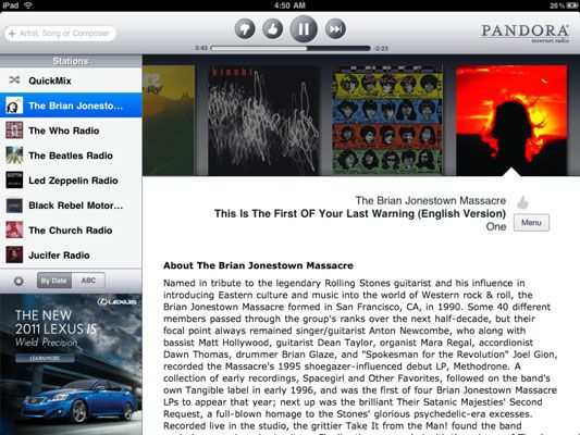 Photographie - Écouter de la musique sur votre iPad avec l'application de radio Pandora