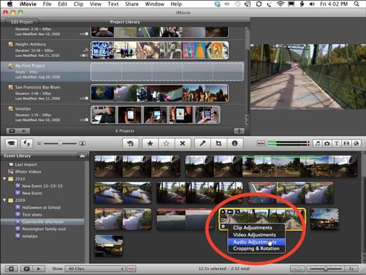 Photographie - Faire des ajustements audio et vidéo à iMovie clips vidéo dans iLife '11