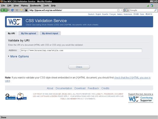 Le service de validation CSS du W3C